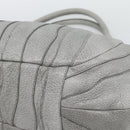 PRADA Hand Bag Leather Gray Gold Auth 194293V-10