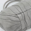PRADA Hand Bag Leather Gray Gold Auth 194293V-11