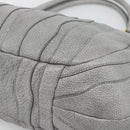 PRADA Hand Bag Leather Gray Gold Auth 194293V-12