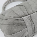 PRADA Hand Bag Leather Gray Gold Auth 194293V-13