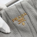 PRADA Hand Bag Leather Gray Gold Auth 194293V-14