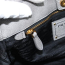 PRADA Hand Bag Leather Gray Gold Auth 194293V-19