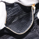 PRADA Hand Bag Leather Gray Gold Auth 194293V-20