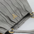 PRADA Hand Bag Leather Gray Gold Auth 194293V-6
