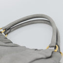 PRADA Hand Bag Leather Gray Gold Auth 194293V-8
