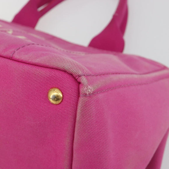 PRADA Canapa MM Hand Bag Canvas Pink Gold Auth 194294