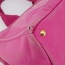 PRADA Canapa MM Hand Bag Canvas Pink Gold Auth 194294-11