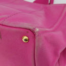 PRADA Canapa MM Hand Bag Canvas Pink Gold Auth 194294-12