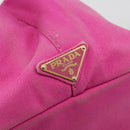 PRADA Canapa MM Hand Bag Canvas Pink Gold Auth 194294-15