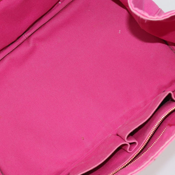 PRADA Canapa MM Hand Bag Canvas Pink Gold Auth 194294