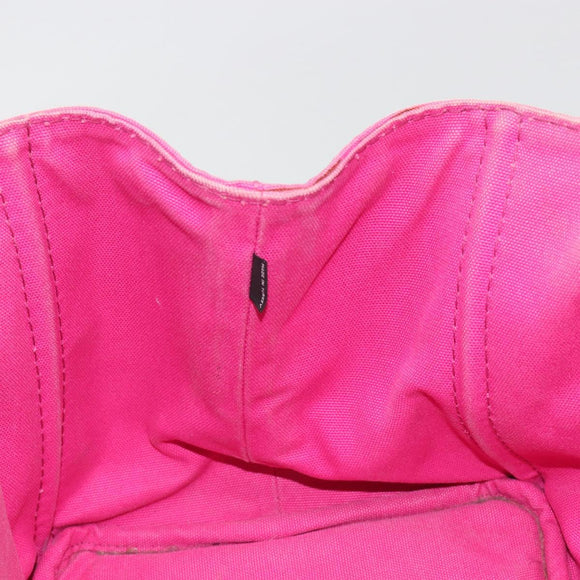 PRADA Canapa MM Hand Bag Canvas Pink Gold Auth 194294