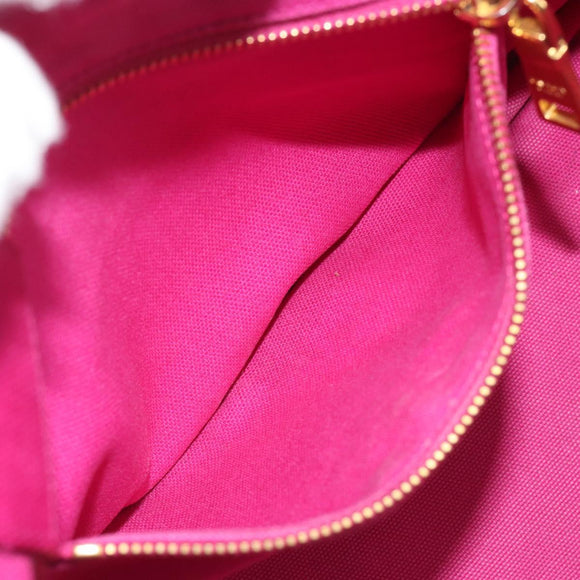 PRADA Canapa MM Hand Bag Canvas Pink Gold Auth 194294