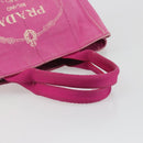 PRADA Canapa MM Hand Bag Canvas Pink Gold Auth 194294-7