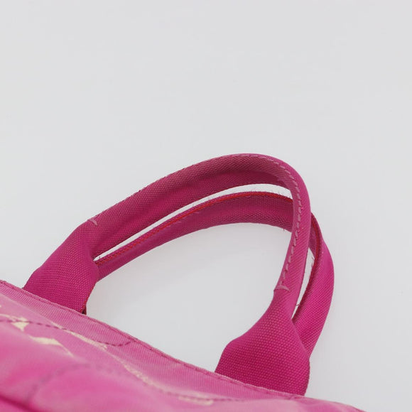 PRADA Canapa MM Hand Bag Canvas Pink Gold Auth 194294