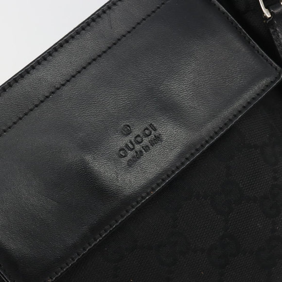 GUCCI GG Canvas Waist Bag Black Silver 28566 Auth 194295