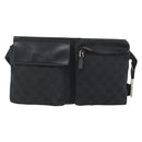 GUCCI GG Canvas Waist Bag Black Silver 28566 Auth 194295-13