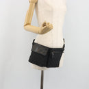 GUCCI GG Canvas Waist Bag Black Silver 28566 Auth 194295-23