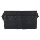 GUCCI GG Canvas Waist Bag Black Silver 28566 Auth 194295-2