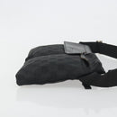 GUCCI GG Canvas Waist Bag Black Silver 28566 Auth 194295-3