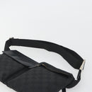 GUCCI GG Canvas Waist Bag Black Silver 28566 Auth 194295-14