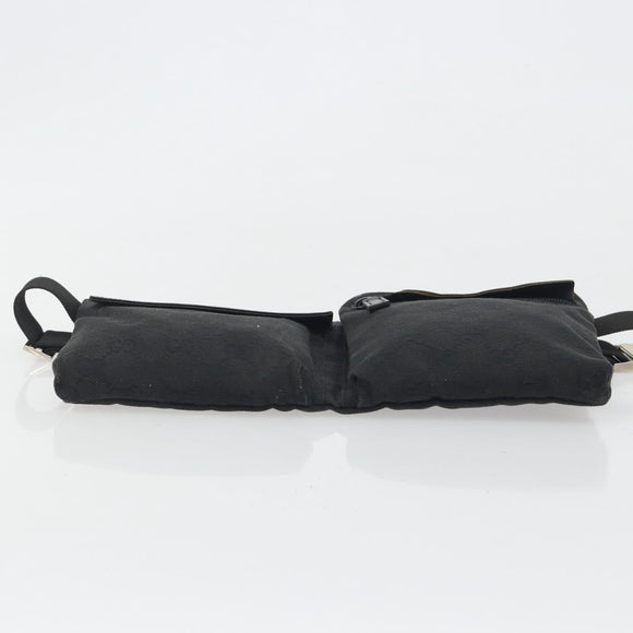GUCCI GG Canvas Waist Bag Black Silver 28566 Auth 194295