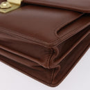 BALENCIAGA Clutch Bag Leather Brown Gold Auth 194296-10