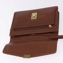 BALENCIAGA Clutch Bag Leather Brown Gold Auth 194296-15