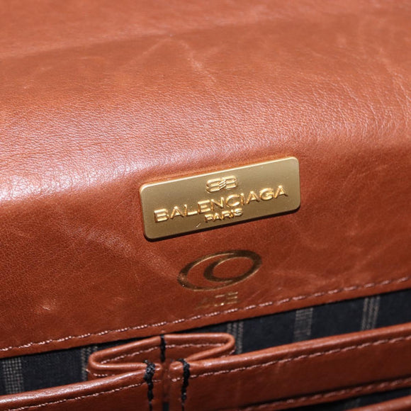 BALENCIAGA Clutch Bag Leather Brown Gold Auth 194296