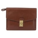 BALENCIAGA Clutch Bag Leather Brown Gold Auth 194296-2
