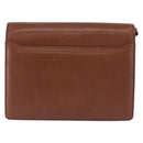 BALENCIAGA Clutch Bag Leather Brown Gold Auth 194296-3