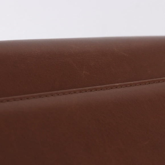 BALENCIAGA Clutch Bag Leather Brown Gold Auth 194296