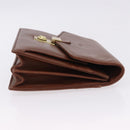 BALENCIAGA Clutch Bag Leather Brown Gold Auth 194296-5