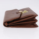 BALENCIAGA Clutch Bag Leather Brown Gold Auth 194296-6