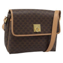 CELINE Macadam Canvas Shoulder Bag PVC Leather Brown Gold Auth 194297A-1