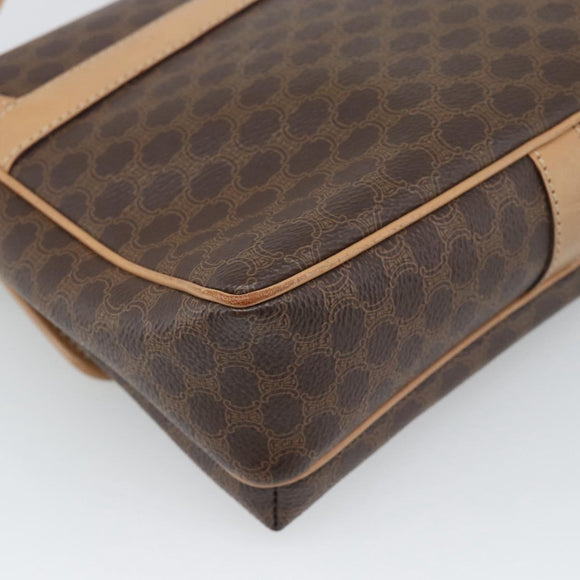 CELINE Macadam Canvas Shoulder Bag PVC Leather Brown Gold Auth 194297A