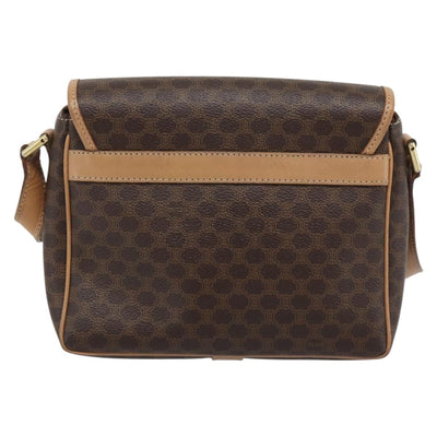 CELINE Macadam Canvas Shoulder Bag PVC Leather Brown Gold Auth 194297A - 0
