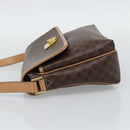 CELINE Macadam Canvas Shoulder Bag PVC Leather Brown Gold Auth 194297A-3