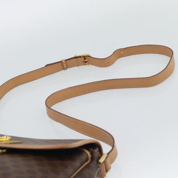 CELINE Macadam Canvas Shoulder Bag PVC Leather Brown Gold Auth 194297A