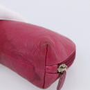 CHANEL Camelia Pouch Leather Pink Gold Tone CC Auth 194298-15