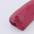 CHANEL Camelia Pouch Leather Pink Gold Tone CC Auth 194298-16