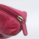 CHANEL Camelia Pouch Leather Pink Gold Tone CC Auth 194298-8