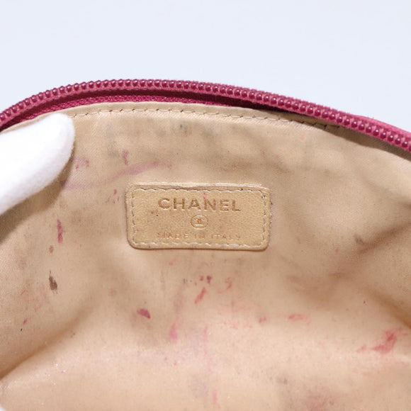 CHANEL Camelia Pouch Leather Pink Gold Tone CC Auth 194298