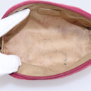 CHANEL Camelia Pouch Leather Pink Gold Tone CC Auth 194298-10