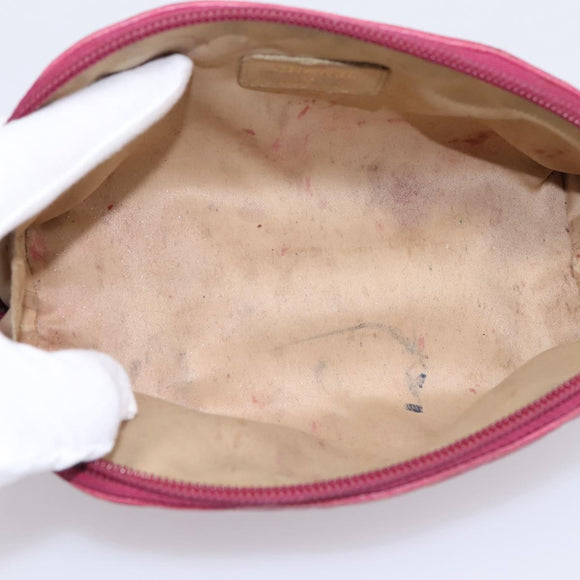 CHANEL Camelia Pouch Leather Pink Gold Tone CC Auth 194298
