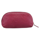 CHANEL Camelia Pouch Leather Pink Gold Tone CC Auth 194298-2