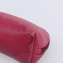 CHANEL Camelia Pouch Leather Pink Gold Tone CC Auth 194298-7