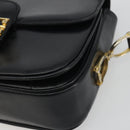CELINE Shoulder Bag Leather Black Gold Auth 194301-10
