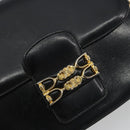CELINE Shoulder Bag Leather Black Gold Auth 194301-14