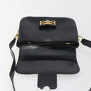 CELINE Shoulder Bag Leather Black Gold Auth 194301-15