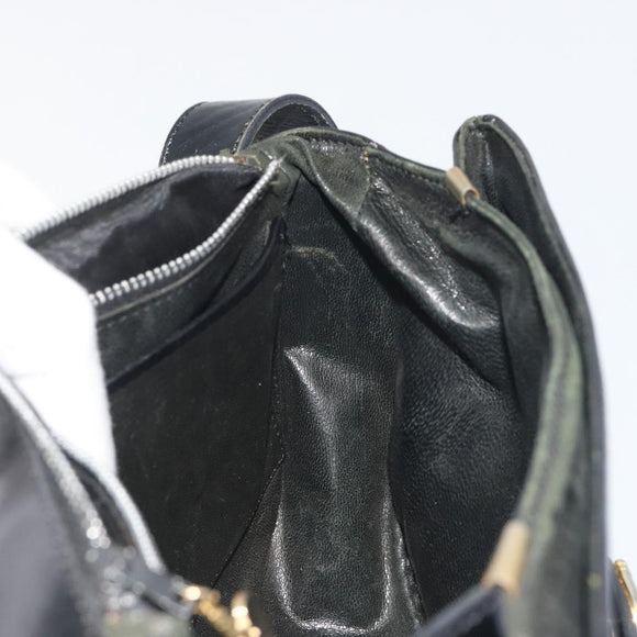 CELINE Shoulder Bag Leather Black Gold Auth 194301